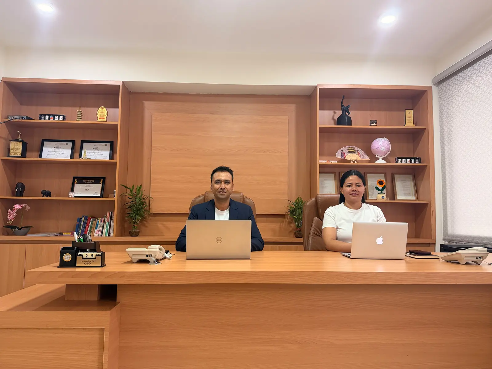 The CEO and the principal at the Akshara office